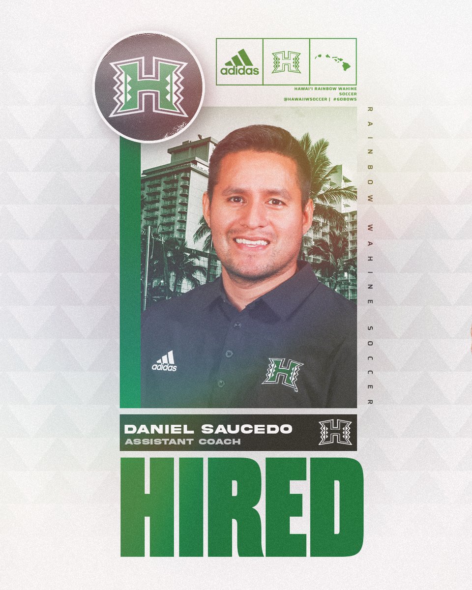 HawaiiWSoccer's tweet photo. A huge addition to our staff 👊

We're thrilled to welcome Daniel Saucedo to Mānoa as an assistant coach! #GoBows https://t.co/Xd3r4HgDAe