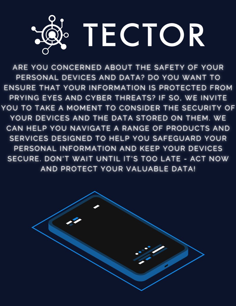 tectorllc's tweet photo. How secure are your personal devices? 
#infosec #MFA #remoteworking #DataPrivacy #dataprotection https://t.co/a9qma8Me1h