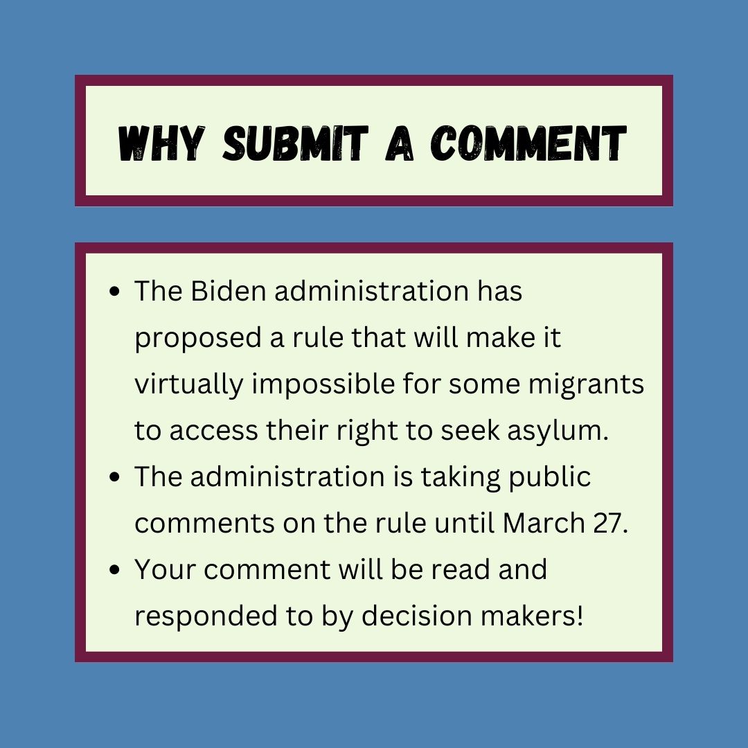 PCUSAWashington's tweet photo. @POTUS has proposed a rule that will make it nearly impossible for many migrants to ask for asylum. If it is enacted, people will be deported to unsafe conditions.

The rule is in a public comment period until March 27. Our action alert &amp; guide: https://t.co/1yy7P264BF https://t.co/j9LFLVnfua