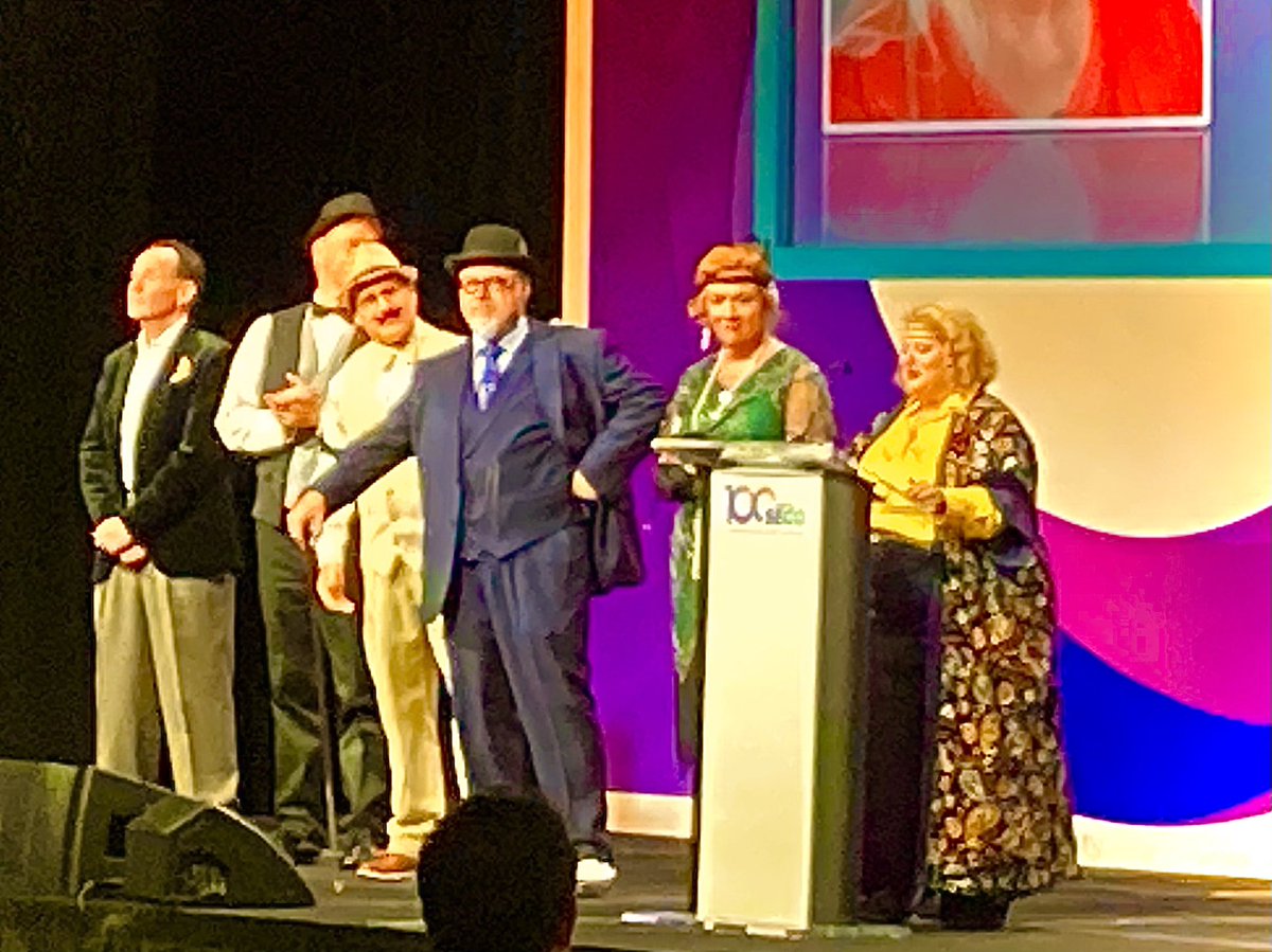 opto_advisor's tweet image. The #SECO100 leadership celebrating 100 years with their most dapper 1920s threads opening the keynote session, while experts weigh in on #teleoptometry. #SECO2023 #optometry