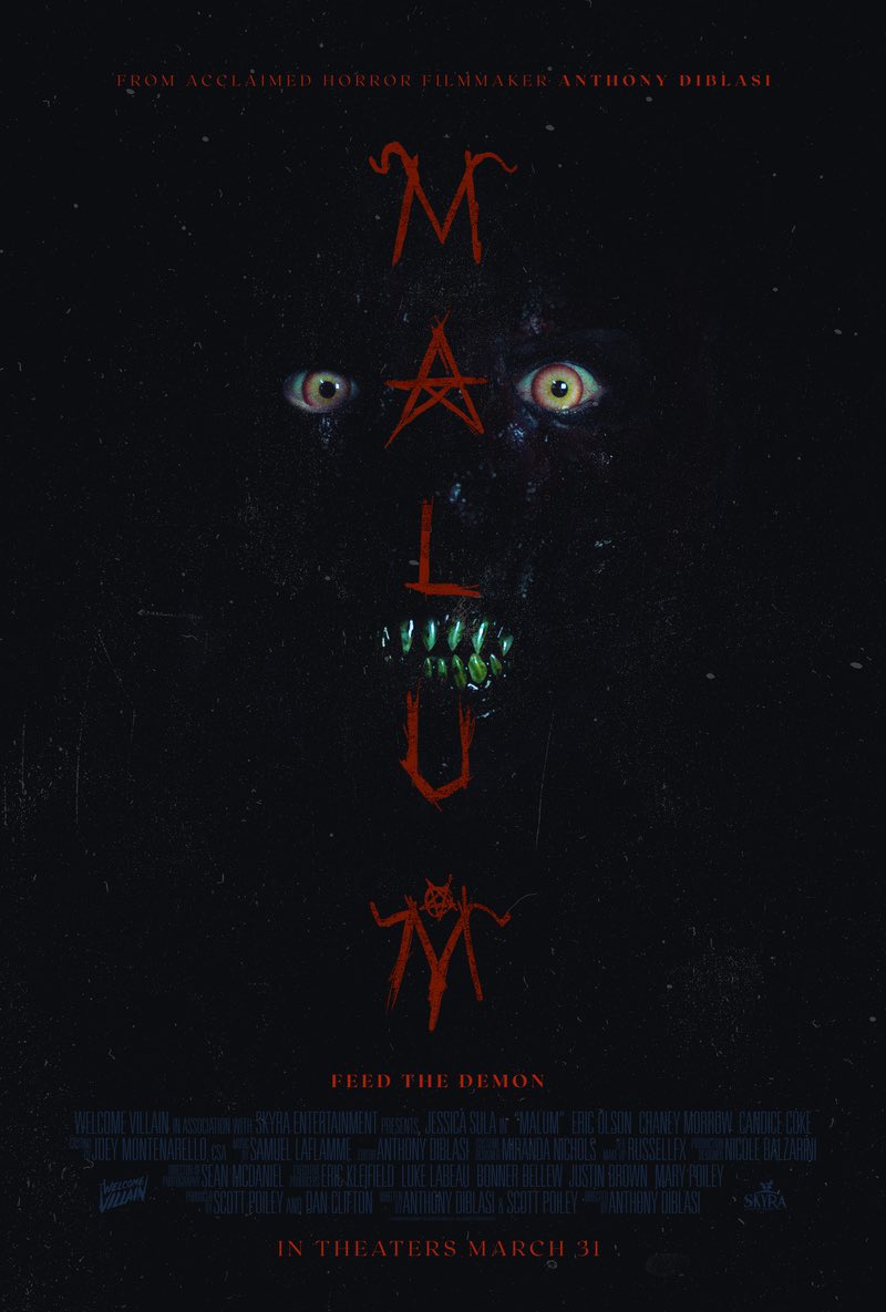 DelaneFamily's tweet photo. I’m SUPER excited to be apart of this horror film!! Meet the new King of Hell. MALUM, a twisted reimagining of the horror hit LAST SHIFT torments theaters nationwide on March 31. Trailer drops tonight at MIDNIGHT Pacific Time. #FeedTheDemon #MalumMovie https://t.co/GFtUHAaoOj