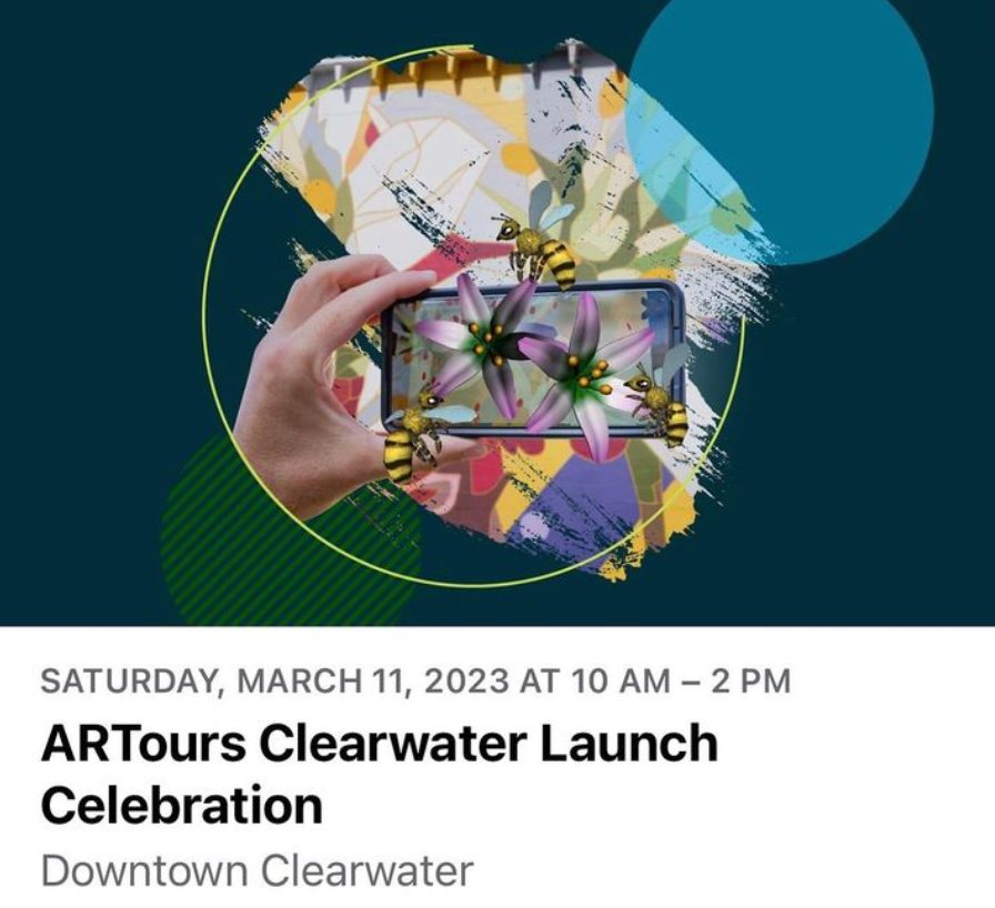 Access3DLab's tweet photo. SAVE THE DATE! The ARTours Clearwater public app launch and celebration is next Saturday, March 11th, from 10am - 2pm at the Market Marie
Cleveland Street and Garden Avenue in Downtown Clearwater
#AugmentedReality #SaveTheDate https://t.co/2imMl6TnoV