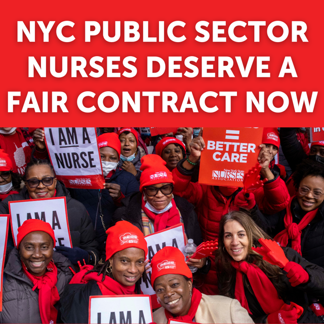 ALIGNny's tweet photo. 🚨Contracts for 9k @nynurses at @NYCHealthsystem expire TODAY. 

Nurses who cared for us through the pandemic shouldn’t have to wait to get a new contract! Solidarity to the nurses showing their unity and demanding a fair contract with safe staffing, pay equity, and fair funding! https://t.co/WMcvIDWvnz