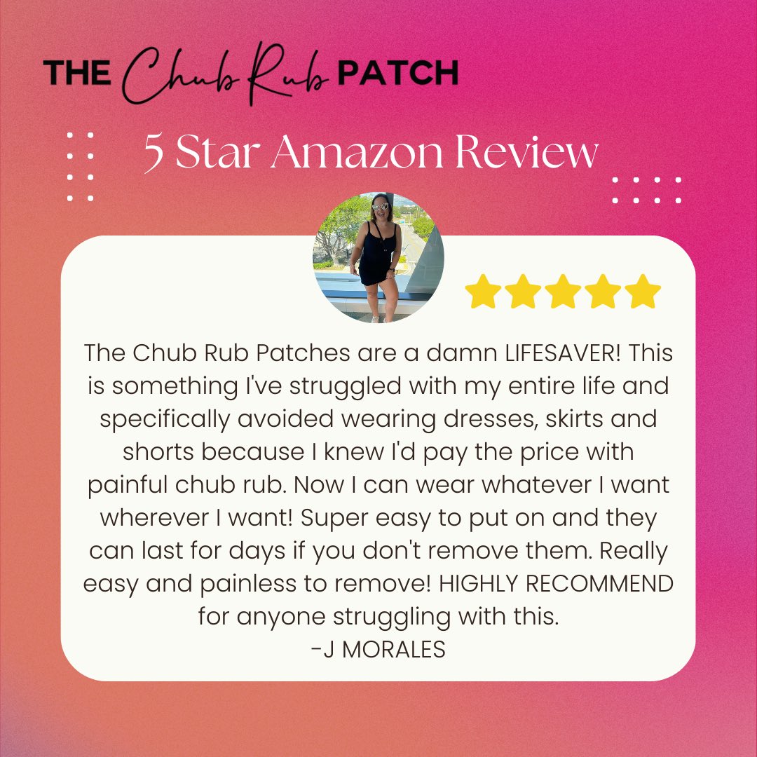 thechubrubpatch's tweet image. Thank you J Morales for the 5 star Amazon review! ⭐️⭐️⭐️⭐️⭐️ Chub Rub Patches are total lifesavers! 🦵❤️🙏 #amazonfinds #amazonfashion #amazonmusthaves #5stars #thighchafing #chubrubpatch