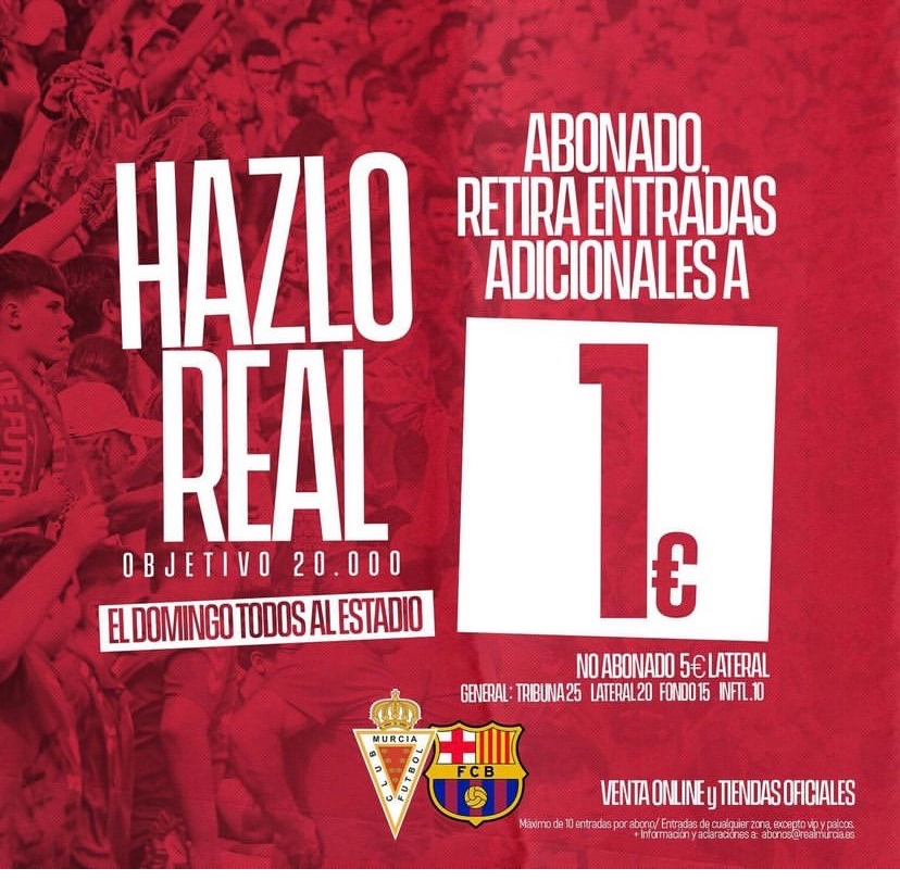 anaramosaa's tweet photo. Compro entradas del partido Del Real Murcia este domingo 05/03!!! https://t.co/QUfD7SvZgI