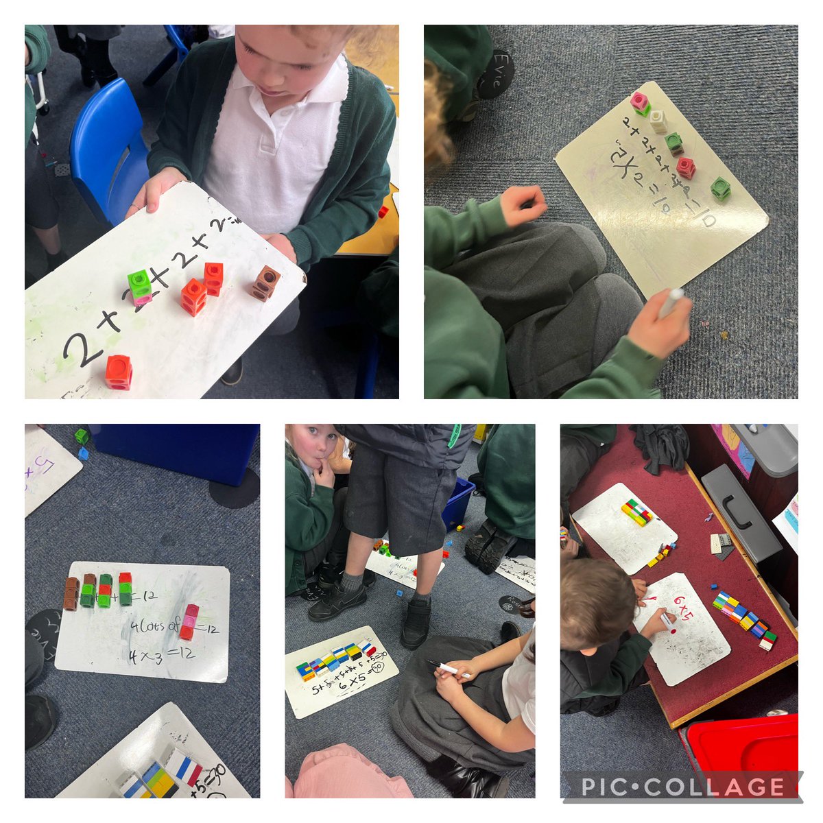 Describing and making equal groups, writing repeated addition number sentences and multiplication number sentences! We are really enjoying learning about multiplication! ✖️ #multiplicationskills <a href="/SchoolBroomhill/">BroomhillSchool</a>