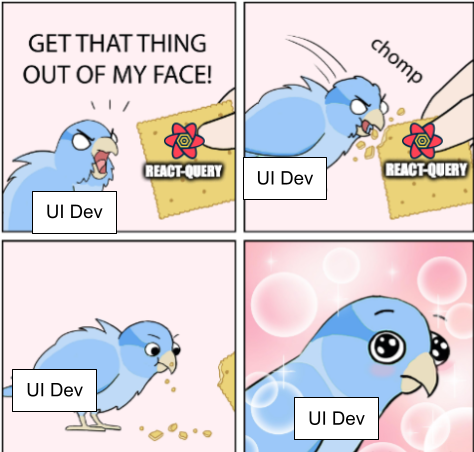 joeheyming's tweet photo. I keep having to convince people to use react query. https://t.co/b7o7hzhcBG