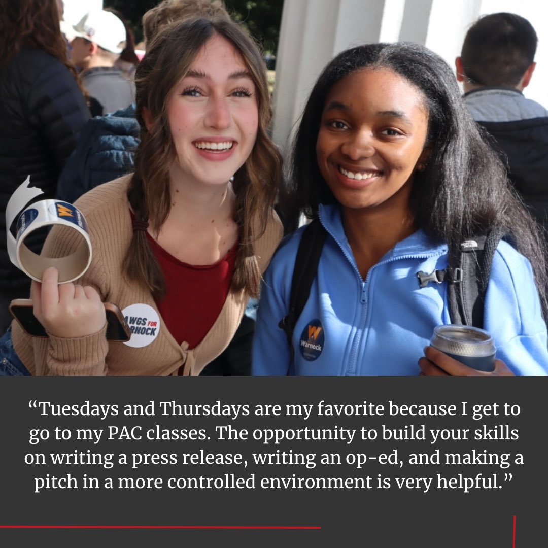 Next up is Katy Gates, a second year, public relations student! Katy served as the Digital Director for Students for Stacey in the fall of 2022, creating content and promoting events. 

➡️ If you want to know more about Katy’s story, grady.uga.edu/pac-original/p…