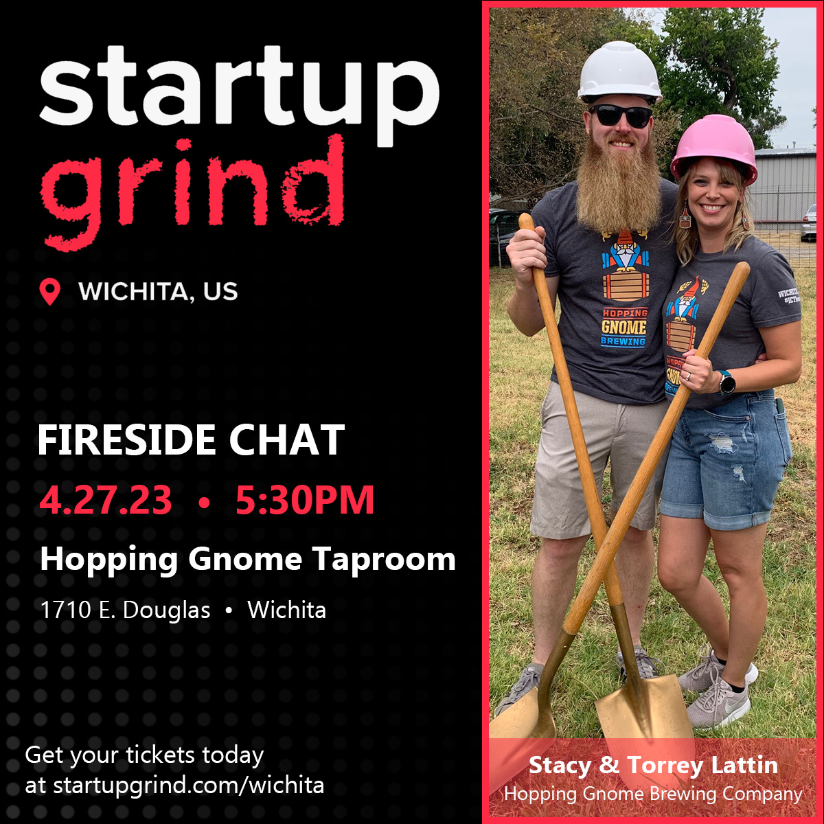 We're excited to announce our next fireside chat on April 27th! We'll be at Hopping Gnome's brand new taproom and will hear from Stacy and Torrey Lattin about their startup journey. 
Get tickets now for Early Bird Pricing!  startupgrind.com/events/details…
