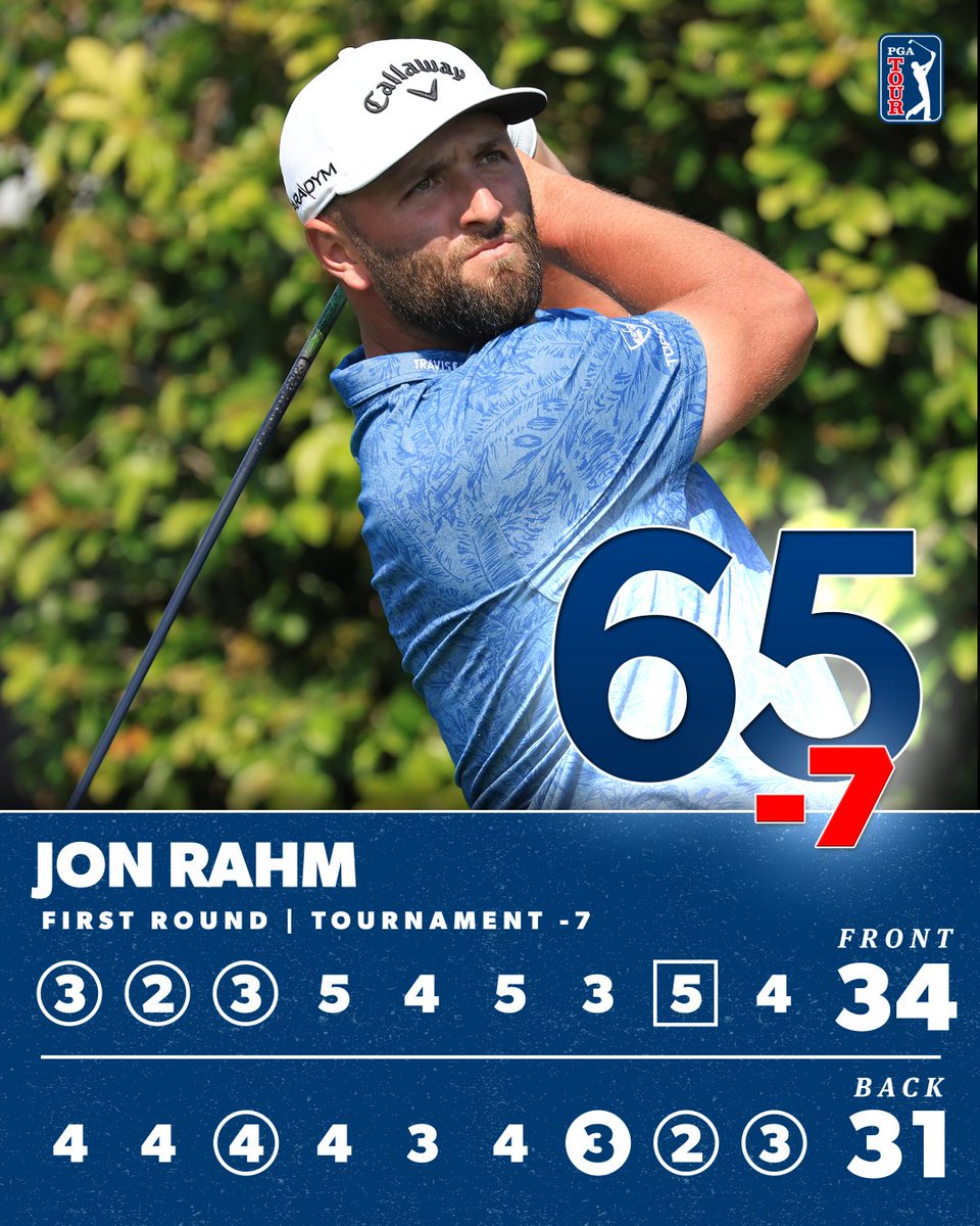 PGATOUR's tweet photo. Picking up right where he left off.
@JonRahmPGA is out front by 2 @APInv. https://t.co/4bG9Rwbc9e