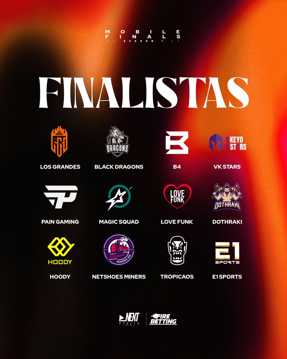 liganext_'s tweet photo. UMA FINAL EXTREMAMENTE PESADA ! 🔥

A #NEXTFinals já está formada, e só tem seleção. Se liga nos times que irão participar de 3 dias de final na próxima semana, pra decidir quem será o campeão da Liga NEXT Firebetting ! 

Quem será que vai levar o título ? https://t.co/kh1NeUq3V2