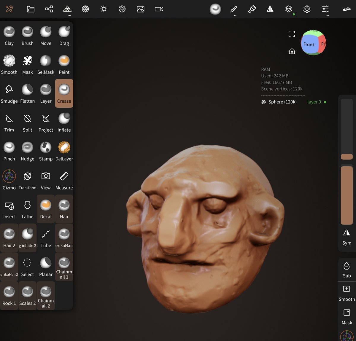 Almogaver's tweet photo. Wow from the sofa 🛋️ @nomadsculpt last  update  1.76  add  randomize  to  brushes  creating  this  amazing  clay  modeling  experience #nomadsculpt #characterdesign best  using  only  fingers  and  flow  freely https://t.co/WJtPDLUeVL