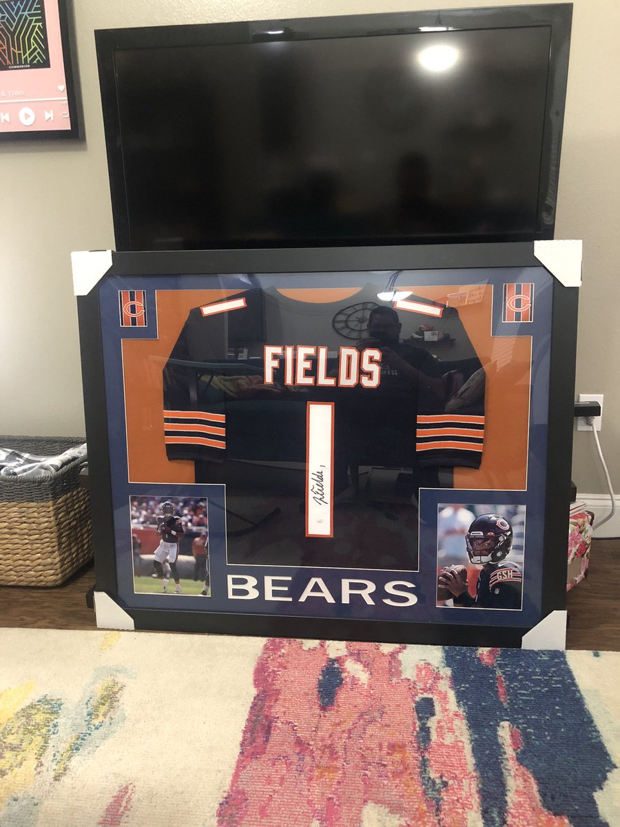 My birthday present is here! <a href="/justnfields/">Justin Fields</a> signed rookie year jersey is in! I can’t wait for <a href="/ChicagoBears/">Chicago Bears</a> football! #BearDown