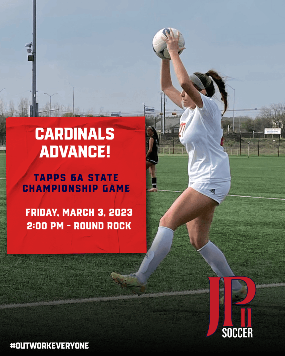 JPIIHSSports's tweet photo. Cardinals defeat the Friars 2-1 and head BACK to the TAPPS Division I state championship game!! Congrats Cards!! #defendthattitle @ladycard_soccer https://t.co/5GxMkHwMOE