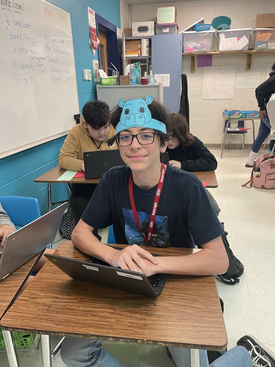 bobcatmath's tweet image. Are you a Hypotenuse Master? 8th grade @HaysBMS Bobcats earned the “hippo”potenuse crowns when they demonstrated mastery on proving the converse of the Pythagorean Theorem. @NataleePeterson @HaysCISD #BartonWay #iteachmath #MTBoS