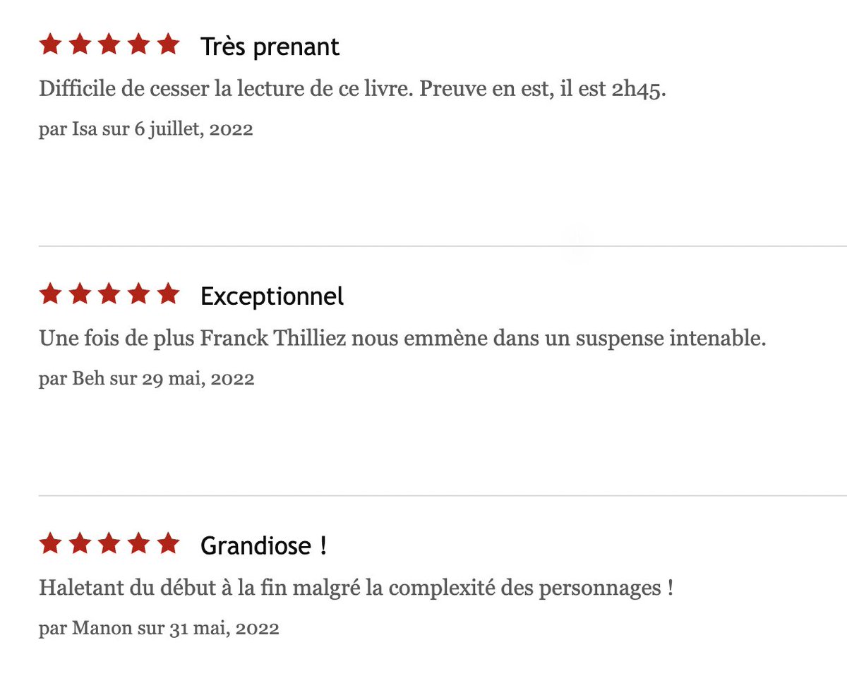 Kobo France (@kobo_fr) on Twitter photo 👋 <a href="/fthilliez/">Franck Thilliez</a> ! Ce petit tweet pour vous dire que vos fans sont nombreux sur Kobo ! Saviez-vous par exemple que “Labyrinthes” a déjà 333 avis ⭐️⭐️⭐️⭐️⭐️ ?
Autant vous dire que nous attendons le 4 mai avec impatience…
#kobo #littérature #roman #thriller <a href="/Fleuve_Editions/">Fleuve Éditions</a> 👋 <a href="/fthilliez/">Franck Thilliez</a> ! Ce petit tweet pour vous dire que vos fans sont nombreux sur Kobo ! Saviez-vous par exemple que “Labyrinthes” a déjà 333 avis ⭐️⭐️⭐️⭐️⭐️ ?
Autant vous dire que nous attendons le 4 mai avec impatience…
#kobo #littérature #roman #thriller <a href="/Fleuve_Editions/">Fleuve Éditions</a>
