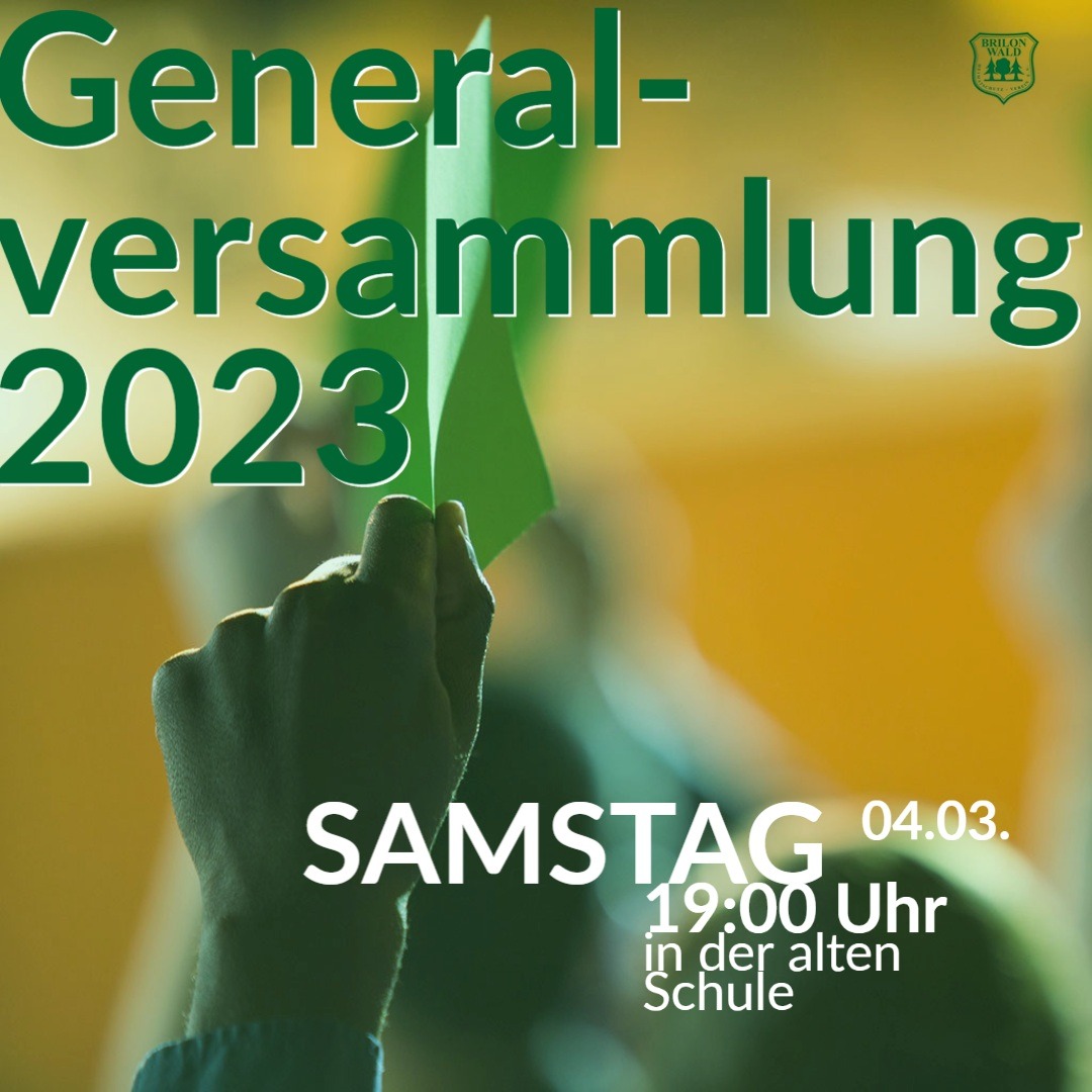 Einladung zur Generalversammlung des Heimatschutzvereins Brilon-Wald e.V.
Am Samstag, 04. März 2023 um 19.00 Uhr in der ehemaligen Schule Brilon-Wald.
Mehr unter hsv.to/gv23