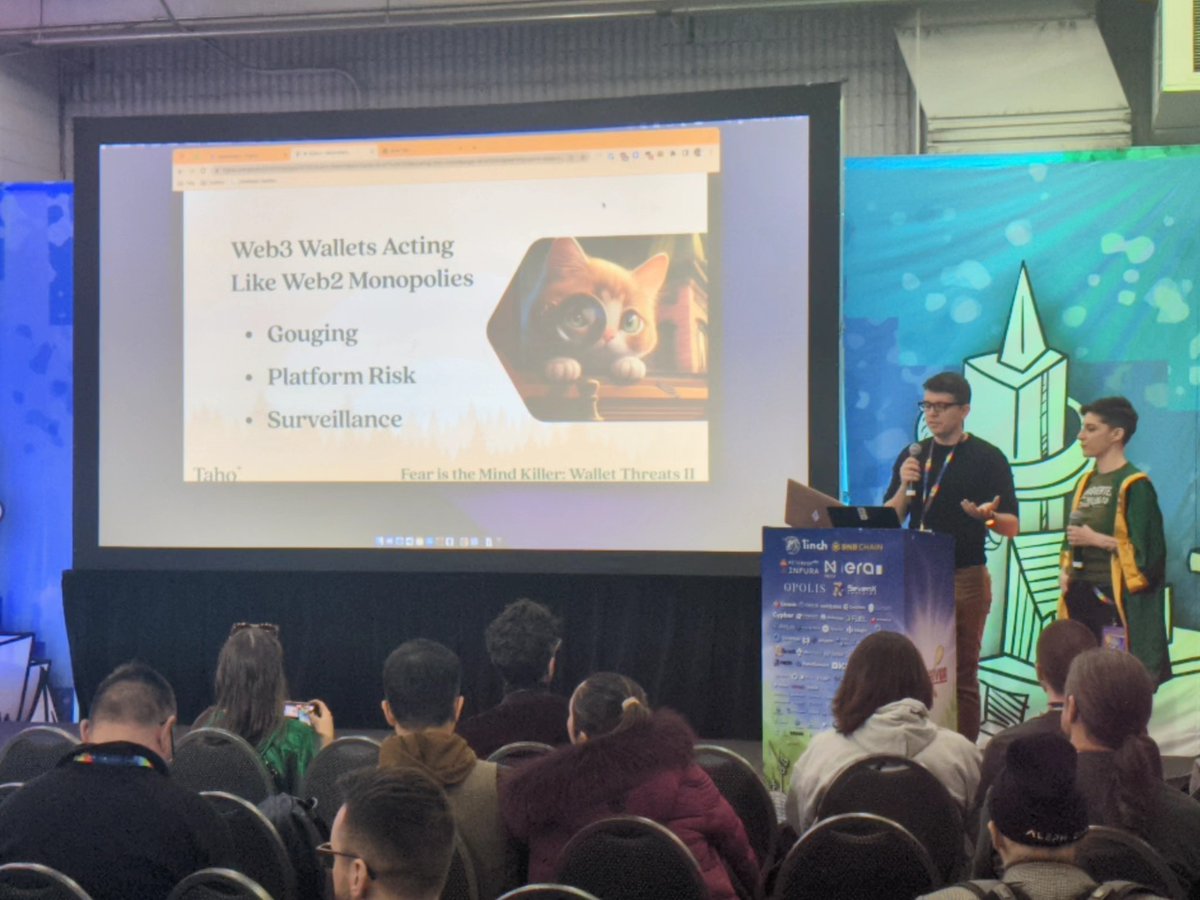 thesis_co's tweet image. Here&apos;s @alsoknownasLJ and Alex Bazhenov from @taho_xyz talking about community-owned wallets and how we need to #defendWeb3!

#ETHDenver