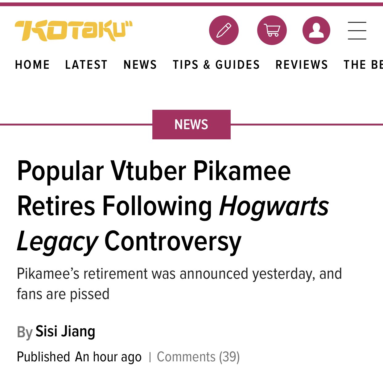 Popular Vtuber Pikamee Retires Post Hogwarts Legacy Controversy
