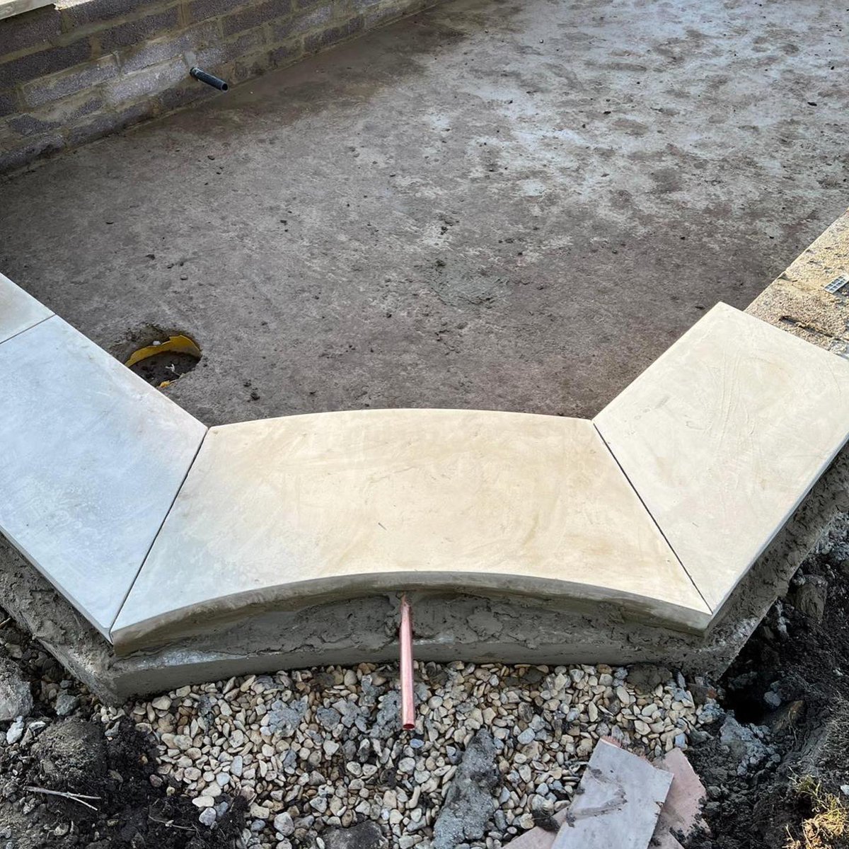 Our garden designer, Pippa’s project in Wiltshire is taking form. The lily pond has now been fibreglassed and the beautiful yorkstone copings from <a href="/randandasquith/">Rand & Asquith</a> installed. Well done to the Graduate Gardeners team working hard on site.
