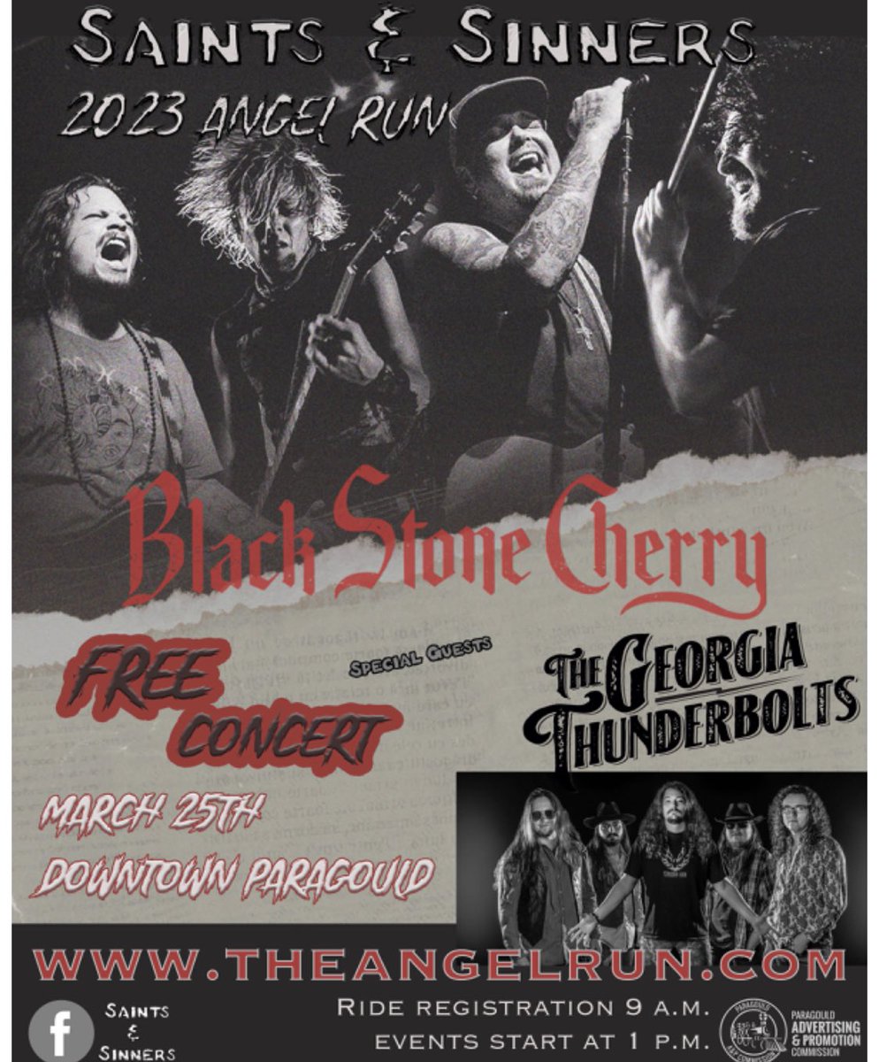 GAThunderbolts's tweet photo. ARKANSAS!!! Y’all Ready?? 2 shows coming up! March 24 at Oasis Live Music in Mtn Home AR and March 25 with @BlkStoneCherry in Paragould for the Angel Run! #thegeorgiathunderbolts #mountainhome #Arkansas #livemusic #blackstonecherry #paragould #angelrun https://t.co/ff49qGeHj8