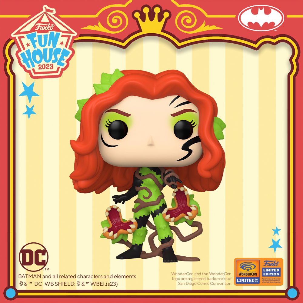 Funko's tweet photo. WonderCon 2023 Reveals: This exquisite ecoterrorist wants humanity pushed to the side to make way for plant life. Help Pop! Poison Ivy™ plant her roots into your Batman collection! #Funko #FunkoPop #FunkoWonderCon https://t.co/WUZtKeD7yn