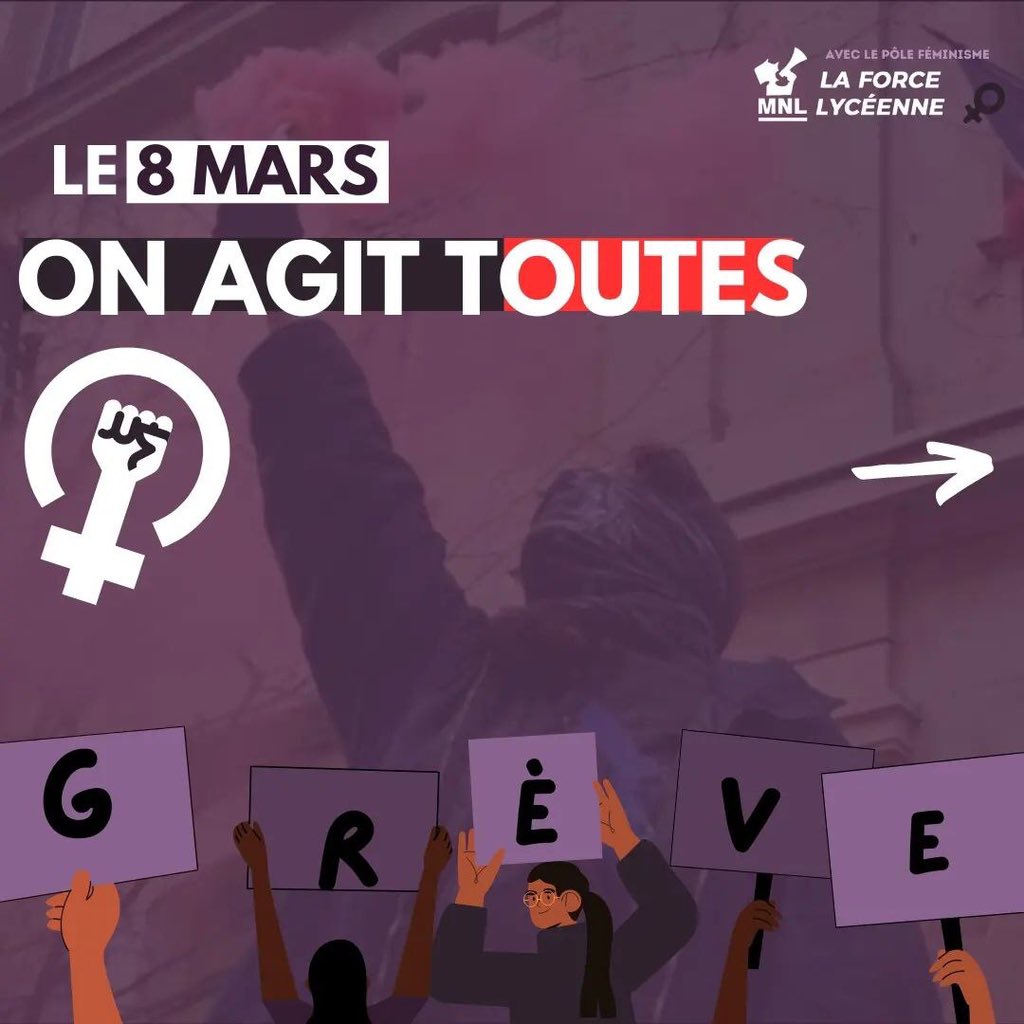 MNL_National's tweet photo. ✊ Le #8mars , on agit toutes ! 

⬇️ Notre communiqué sur cette journée de lutte pour les Droits des Femmes 🔥 https://t.co/ylI14zvFhH