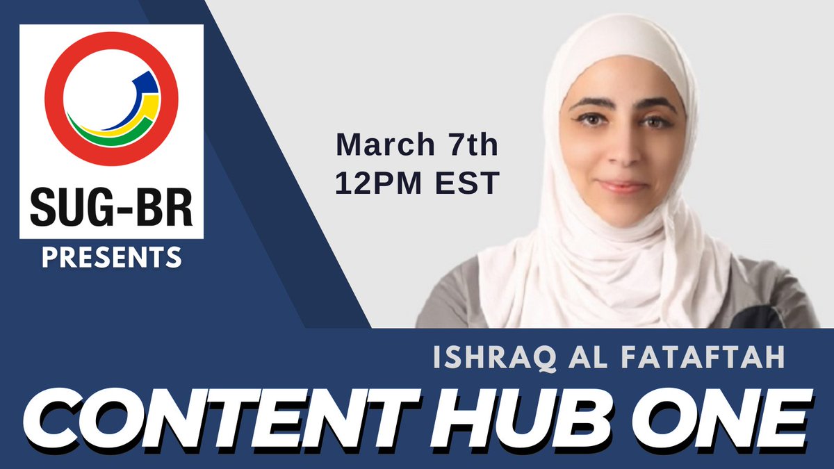 SUG-BR is back with this very informative presentation about <a href="/Sitecore/">Sitecore</a> #ContentHubOne Headless CMS by the great <a href="/ifataftah/">Ishraq Al Fataftah اشراق الفطافطة</a> 

March 7th - 12PM EST

RSVP NOW ==> kty.li/nlZXm

#SUGBR #Headless #CMS