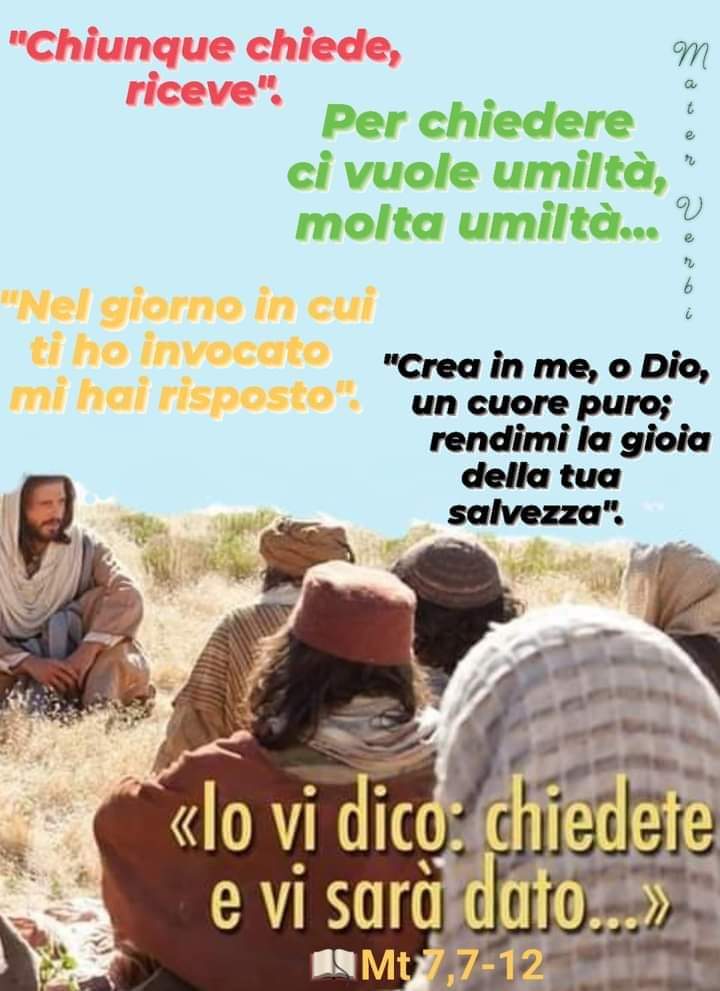 MaterVerbi's tweet photo. «Io vi dico: chiedete e vi sarà dato. Chiunque chiede, riceve».
(📖 ♰ 6,7-12)
#laparoladelgiorno
#materverbi #madredellaparola
#letio #meditatio #pregatio
#chiesa #gesùcristo #dio https://t.co/FY5AgHtk8G