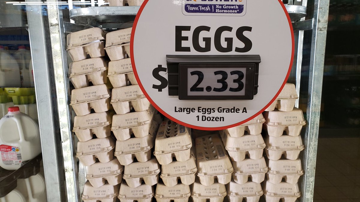 philliefan_99's tweet photo. Is #eggpocalypse over? After weeks at $4.99/doz, eggs are now $2.33 and plentiful at the #DC ALDI. #EggShortage @theHillisHome @PoPville @juliemason https://t.co/UpdTRtWdsf