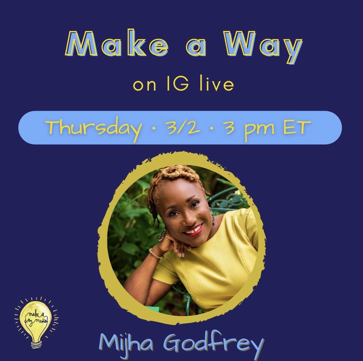 Looking forward to going live on IG today with @makeawaymedia at 3pm ET! See you soon. 🧡💚
