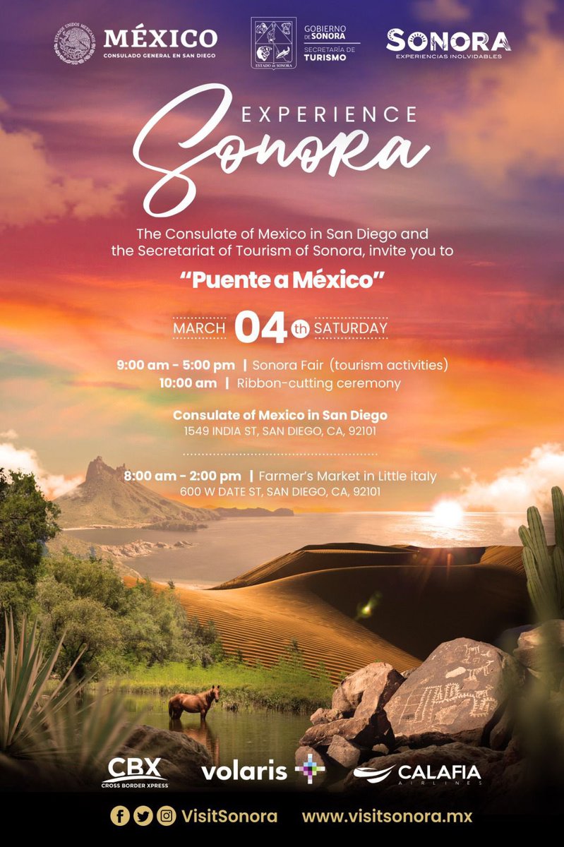 CelidaLopezc's tweet photo. Gracias a @carlos_glezgtez, Cónsul de México en San Diego (@ConsulMexSdi), por su apoyo para presentar a #Sonora como destino turístico en el programa #PuenteAMéxico. Este 4 de marzo será un honor exponer nuestra cultura, gastronomía y las playas más increíbles. #VisitSonora https://t.co/nBOIDsCQHU