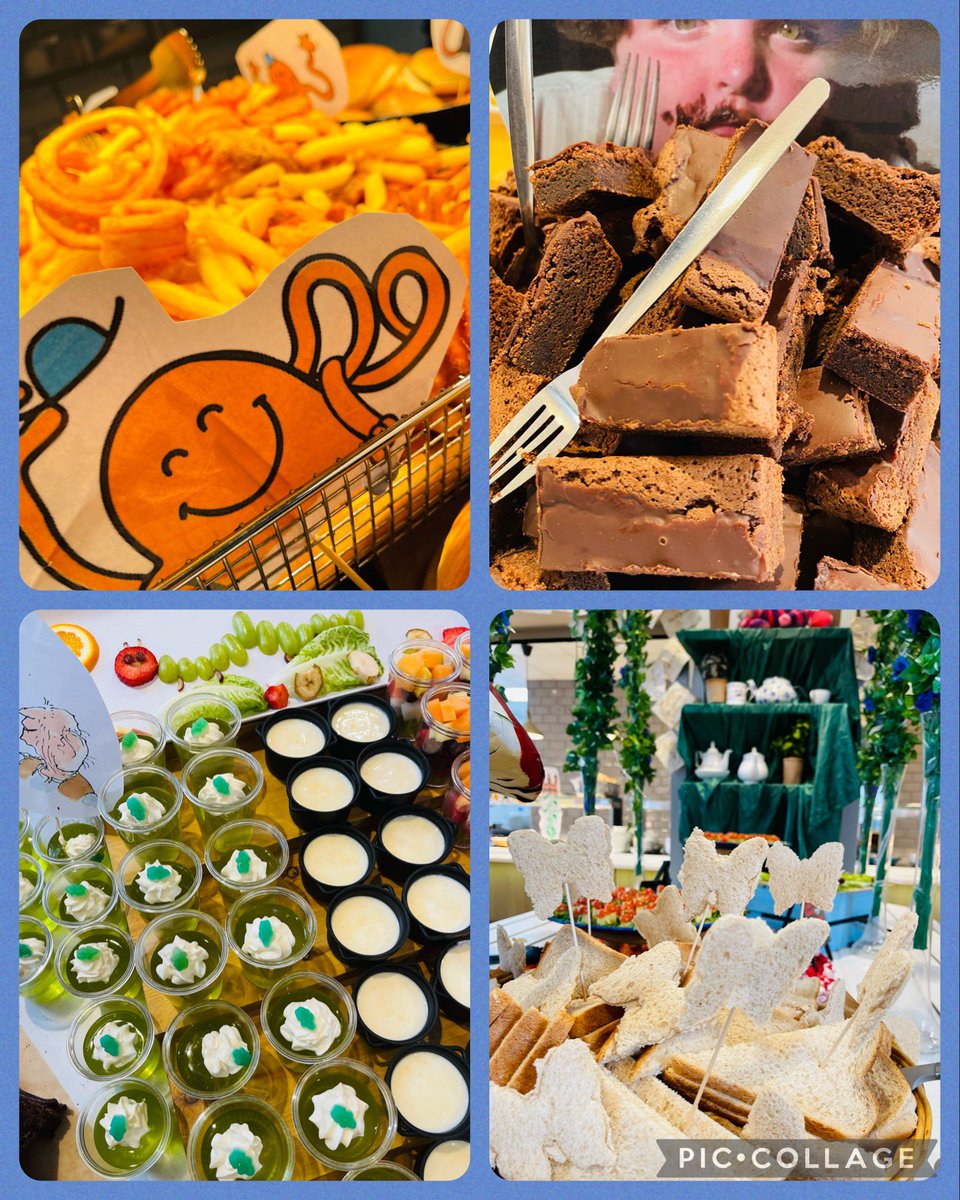 mossluke's tweet photo. World book day @bcsbirmingham with rat-burgers, mr tickle fries, emerald greens, hungry caterpillars, edible forbidden forest in wonderland, over the rainbow salads, frobscottle and Brucie’s chocolate cake. Try everything at least once! @HolroydHowe #holroydhowe https://t.co/zEUUs36WJQ