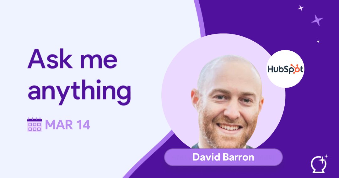 getpocus's tweet image. 📣 AMA with @David__Barron - Global Director of Sales at @HubSpot

🗓Mar 14, 9am PT

PLS + PLG topics:
🔮Pricing/packaging, comp, tech stack, goal setting 
🔮Freemium value, moving upmarket, TOF acquisition
🔮Coaching + incentives
and your questions!

🪄hubs.la/Q01D-j3L0