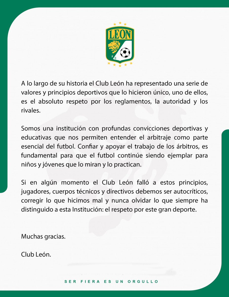 clubleonfc's tweet photo. COMUNICADO OFICIAL https://t.co/QxcYedyflE