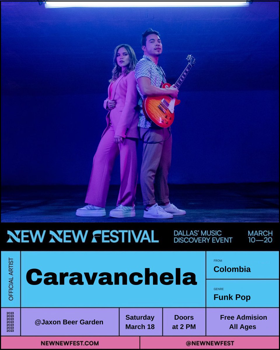 Caravanchela's tweet photo. ¡Dallas, aquí vamos! 🇺🇸Llegamos al New New Fest representando el #FunkyFeeling y Colombia. ¿Anda por allá o conoce a alguien que viva allá? Ahí nos vemos 💥
See you soon, Texas! 🤠
March 18th - Jaxon Beer Garden https://t.co/zPdHZ6Cmek