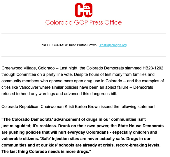 KBBColorado's tweet photo. No more drugs in Colorado! My statement on the @coloradodems' reckless advance of #HB1202 ⬇️⬇️⬇️ #copolitics https://t.co/obh9pgTb52