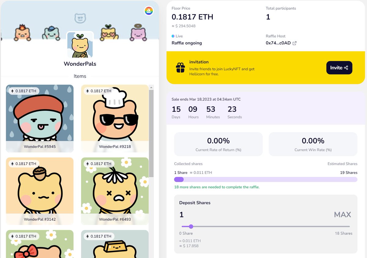 LuckyNFT_VIP's tweet image. 🍀Get ready for an exciting NFT contest! 

"0.011ETH cost ONLY to be the holder of @WonderPals?!"

Enter today for your chance to win a unique digital masterpiece that's sure to become a conversation starter: luckynft.vip/detail/2859931…

#NFTgiveaway #LuckyNFT #NFTRaffle