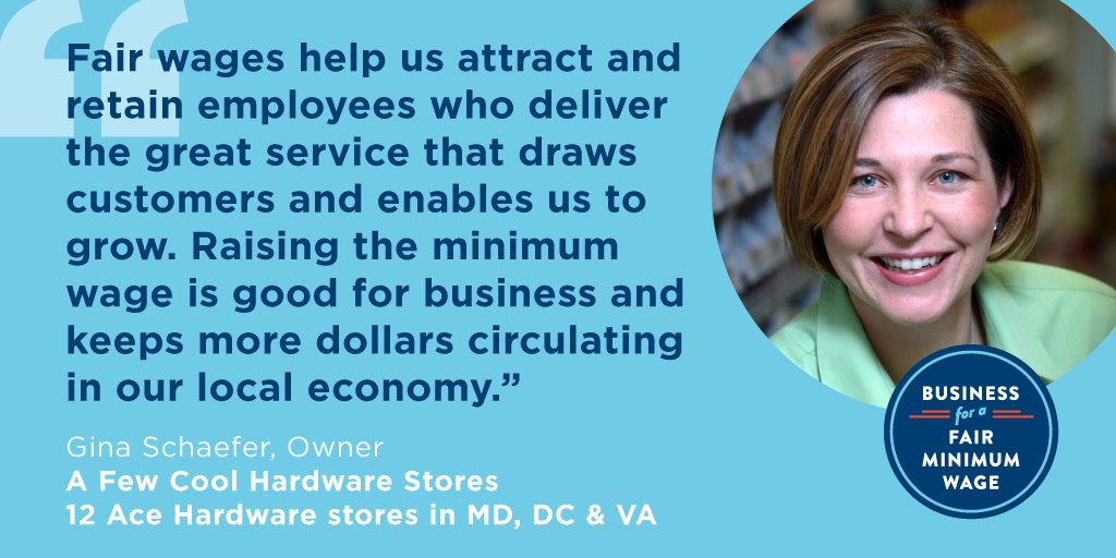 Fair wages help us attract and retain employees who deliver the great service that draws customers. Raising the minimum wage is good for business and keeps more dollars circulating in our local economy. -Ace Hardware Stores Owner Gina Schaefer <a href="/Cool_Hardware/">Cool Hardware</a>
#FF15Md #RaisetheWage