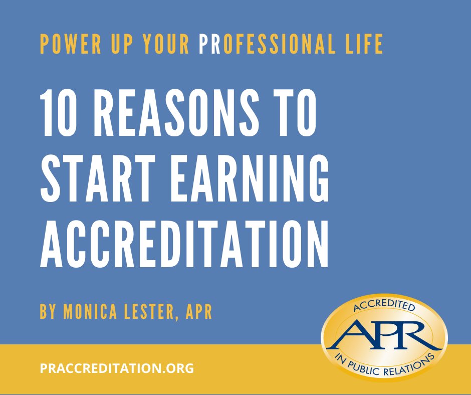 PRaccred's tweet image. Monica Lester, APR, is a program manager in the Engagement and Development Division at Capital Region BOCES. She shares 10 reasons why you should earn your Accreditation in Public Relations in 2023. Learn more: 
accreditation.prsa.org/MyAPR/Content/…