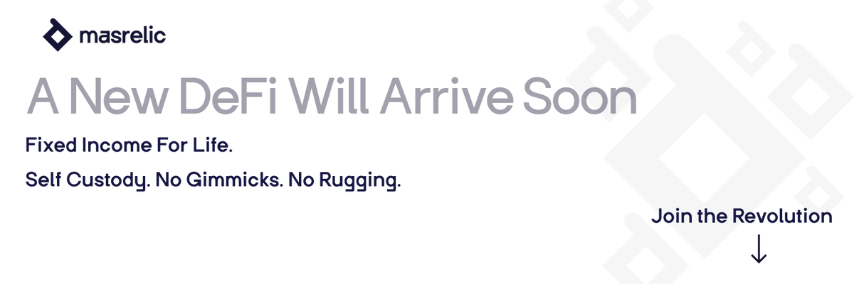 OUR NEW #DEFI WILL ARRIVE SOON!

FIXED INCOME FOR LIFE.

SELF CUSTODY. NO GIMMICKS. NO RUGGING.