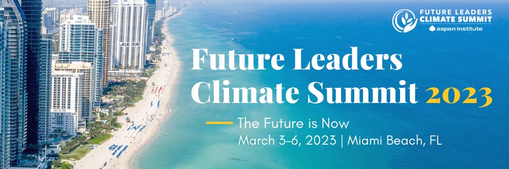 Thrilled to be attending this year's @aspenideas Climate Festival and @AspenInstitute Future Leaders Climate Summit in Miami from March 3-9 as a Future Climate Leader! Thanks to @AIEnvironment for  creating the opportunity for youth #climate advocates to discuss #climateaction!