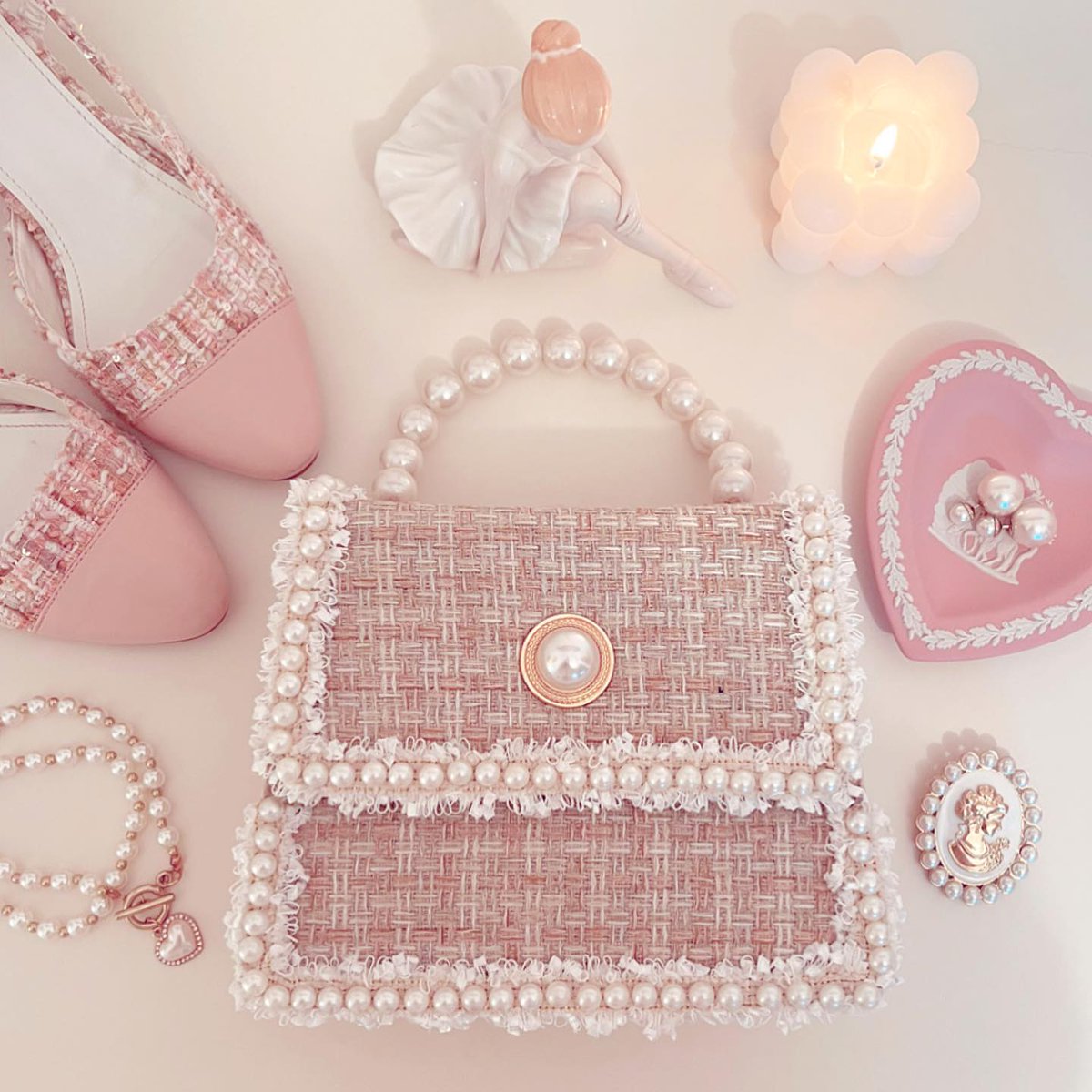 needle_things's tweet image. Tweed Pink Bag 👜