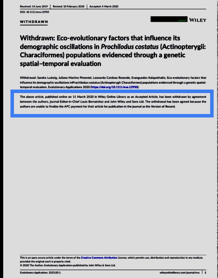 Posted without comment

A published paper withdrawn because the authors couldn’t pay the Article Processing Charge 

#AcademicChatter
