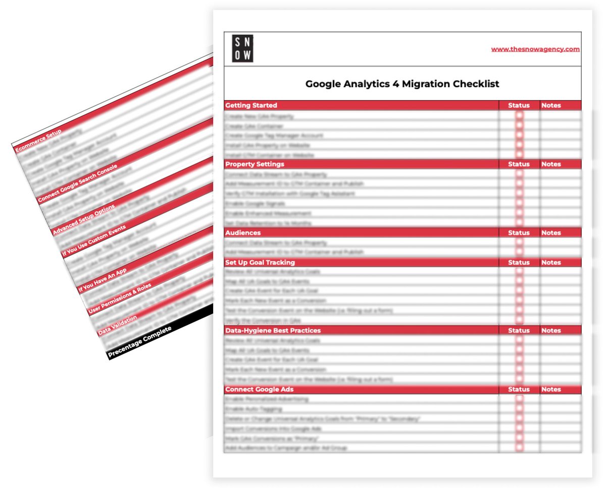 🤯 Only 20% of websites w/ Universal Analytics have GA4 configured

Do you have a migration plan yet?
Probably not.
But, <a href="/snowagencyco/">The Snow Agency</a> has you covered.

💥 I'm giving away our 50-pt. GA4 Migration Checklist for FREE.

RT, like, &amp; comment "GA4" on this tweet &amp; I'll DM it to you