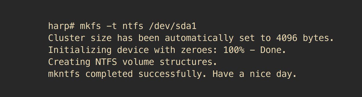 mkfs is officially the most friendly CLI ever