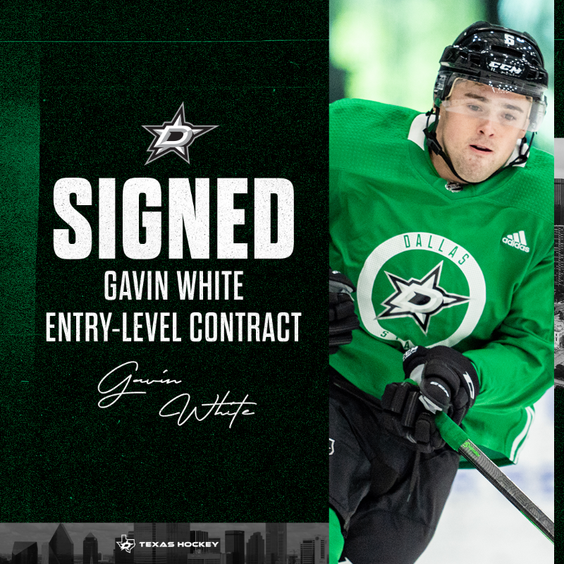 DallasStars's tweet photo. ✍ It's official!

We've signed Gavin White to a three-year, entry-level contract!

#TexasHockey
