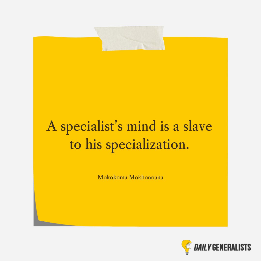 dailygeneralist's tweet image. ...And a generalist is free to speculate. Make Sense? Free your mind, and think like a generalist!

#changeyourmindsetchangeyourlife #thinkdeeper #generalist