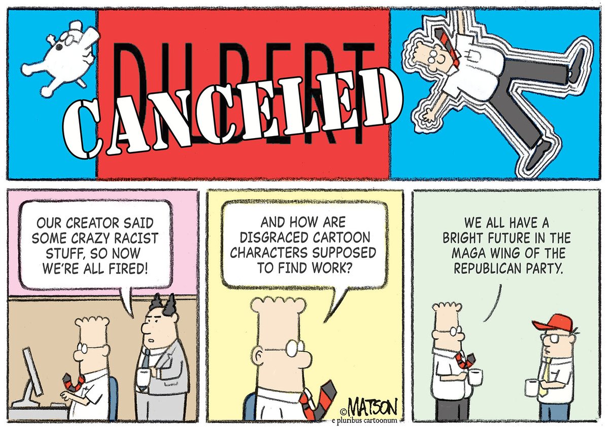 ablueview's tweet photo. Scott Adams cancels Dilbert
🧵2/3 #DilbertIsARacist #DilbertIsDone #WhiteSupremacy #Racism #ElonMusk #BlackLivesMatter #ABlueView https://t.co/NJ7oEtk1cO