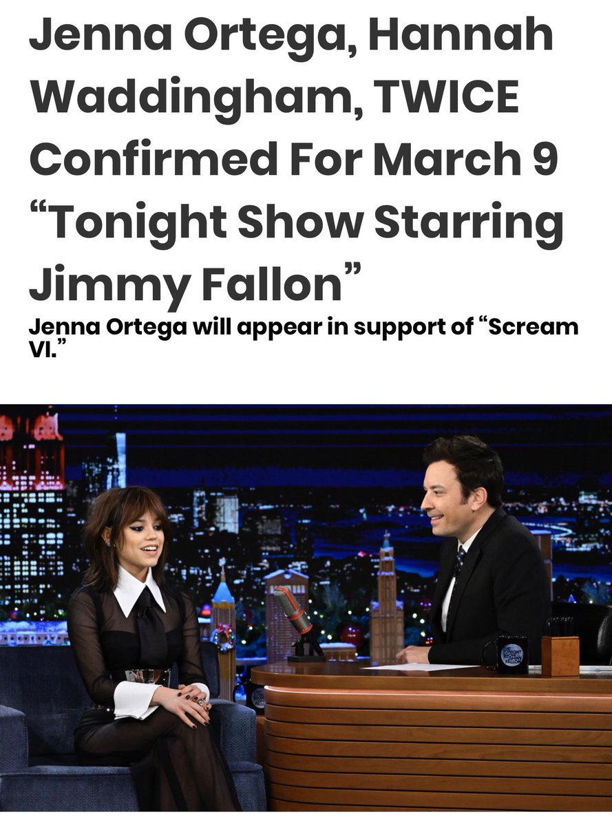 TWICE, Jenna Ortega, and Hannah Waddingham will be at @FallonTonight on March 9!

TWICE BILLBOARD AWARD
#ReadyToBe_AlbumPreview
#TWICE_BreakthroughAward
@JYPETWICE